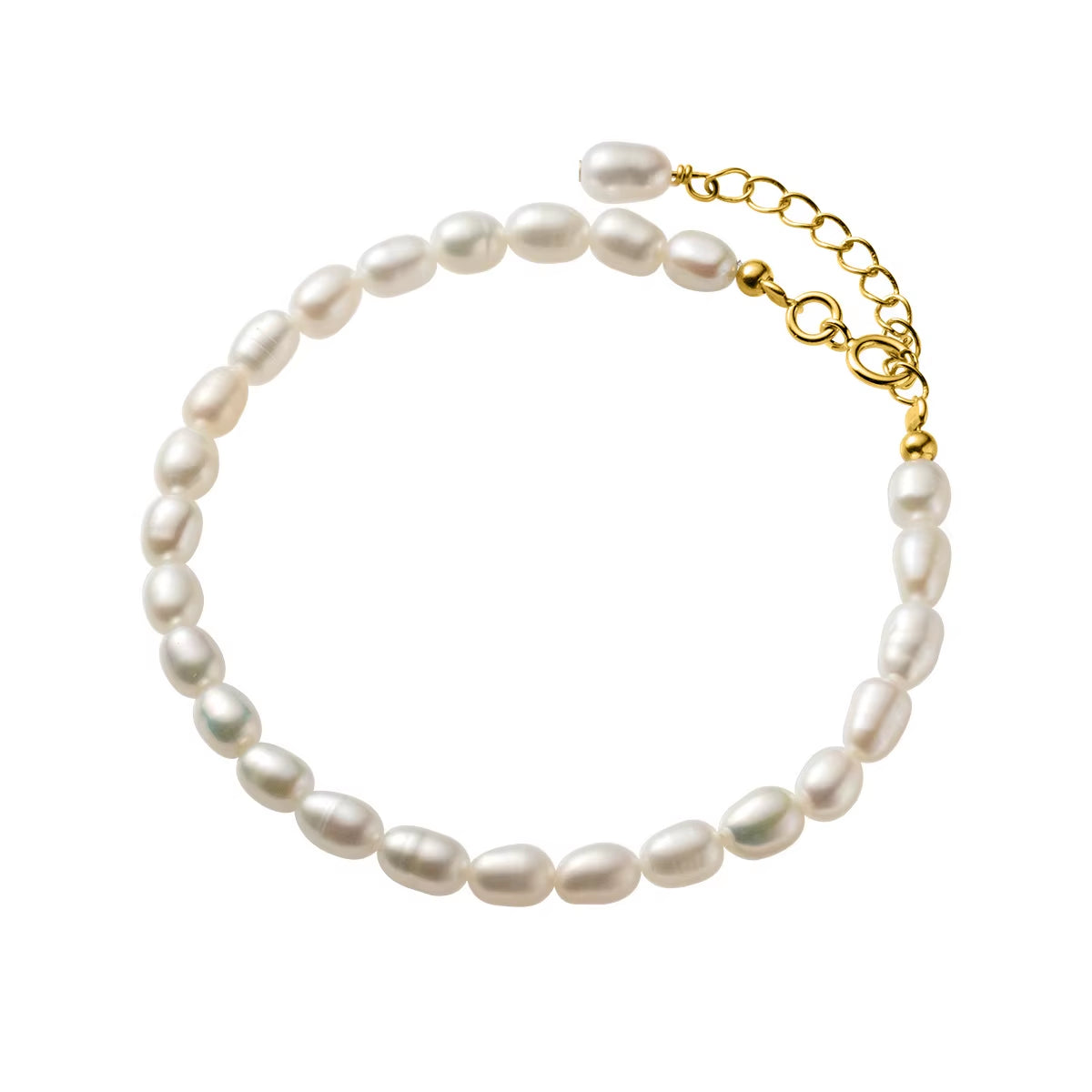 Hot Sale Fashion Jewelry 925 Sterling Silver Pearl Bracelets Natural Real Full Pearls Gold Plated Bracelets for Women