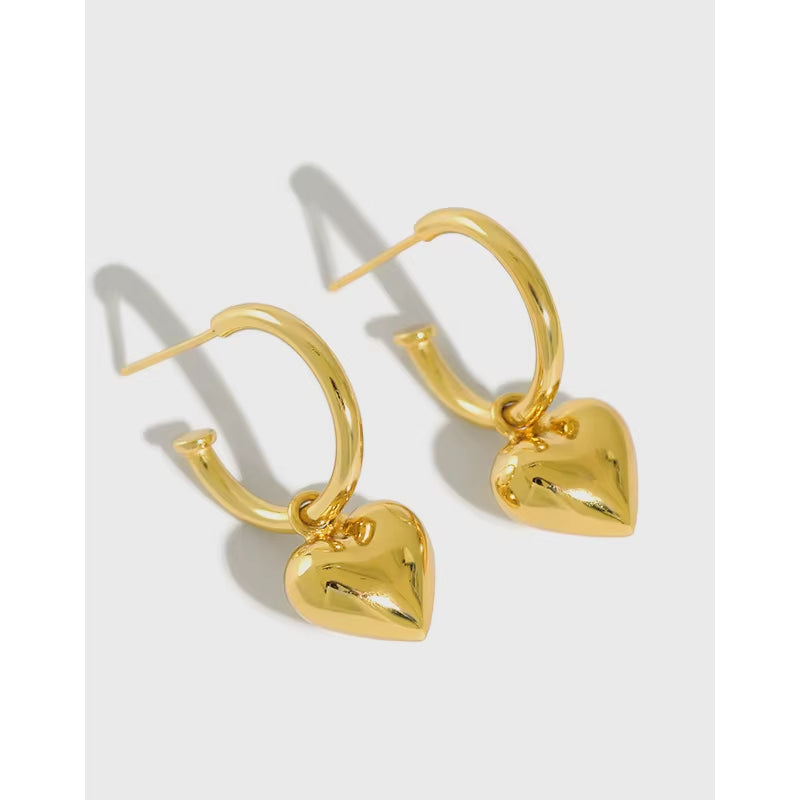 New Arrival 925 Sterling Silver Plain Big Heart Stud Earring Gold Rhodium Fashionable for Women Wedding Anniversary Party