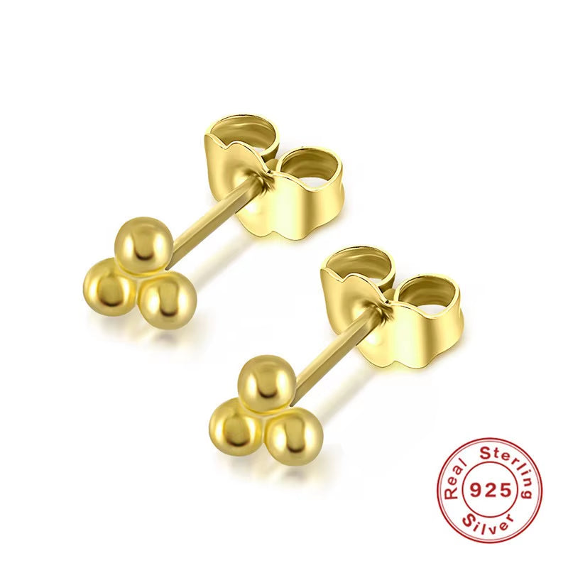 2024 NEW 925 Sterling Silver Minimalist Plain Cute Ball Bead Stud Earrings Jewelry for Women