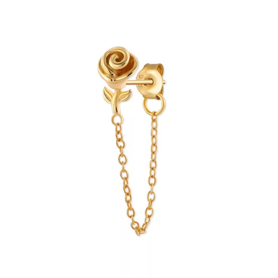 Korean Fashion Jewelry 925 Sterling Silver Long Tassel Earrings Set Snake Sun Flower Star Shape Gold Chain Stud Earrings Women