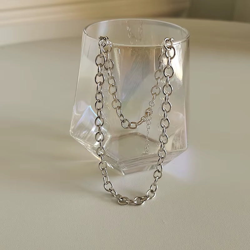 Wholesale 925 Silver Necklace Men and Women 925 Sterling Silver Basic Chain Necklace 18K Gold Plated Versatile Chain Necklaces