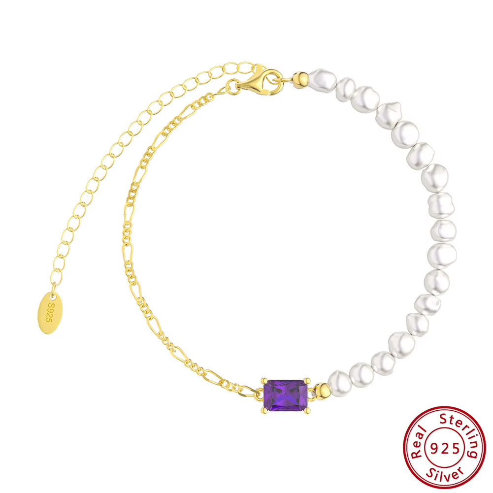 Fashion 925 Sterling Silver Gold Plated Bracelet Jewelry for Women Girls