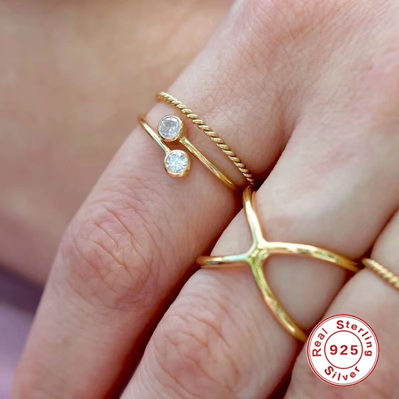 2024 NEW 925 Sterling Silver Anillos Gold Rings for Women Luxury Fine Jewelry Wedding Rings Bijoux