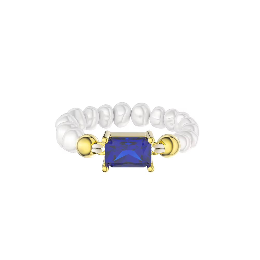 Dropshipping 925 Sterling Silver Square Multi Color Zircon with Natural Freshwater Pearl Ring Jewelry for Women