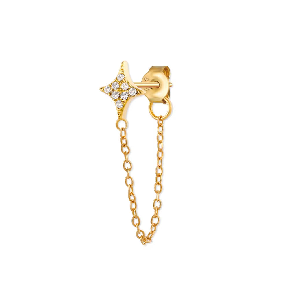 Korean Fashion Jewelry 925 Sterling Silver Long Tassel Earrings Set Snake Sun Flower Star Shape Gold Chain Stud Earrings Women