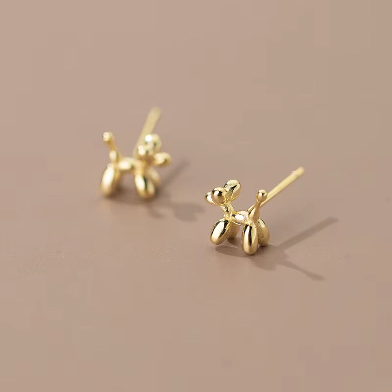 Fashion Jewelry Earring 925 Sterling Silver Small Earrings Animal Dog Doggy Doggie Puppy Gold Plated Stud Earrings Women