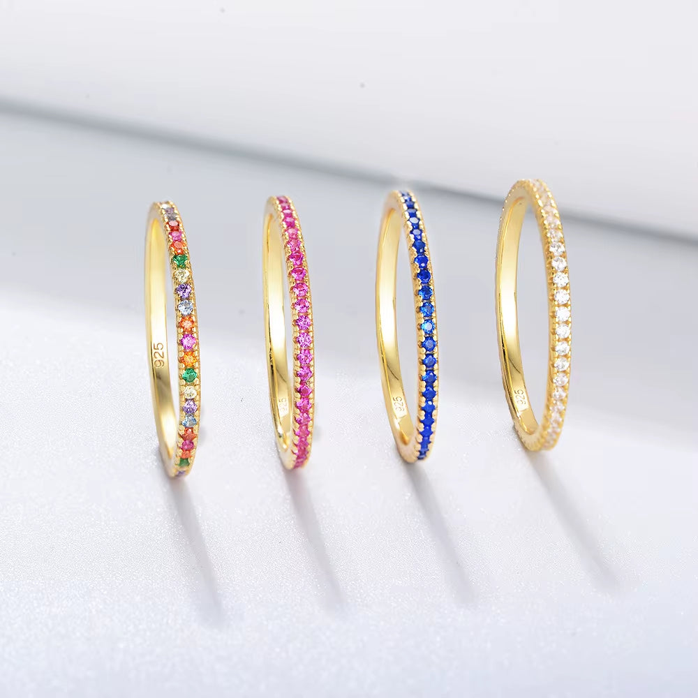 Rainbow Zirconia 18K Gold Plated Sterling Silver Ring