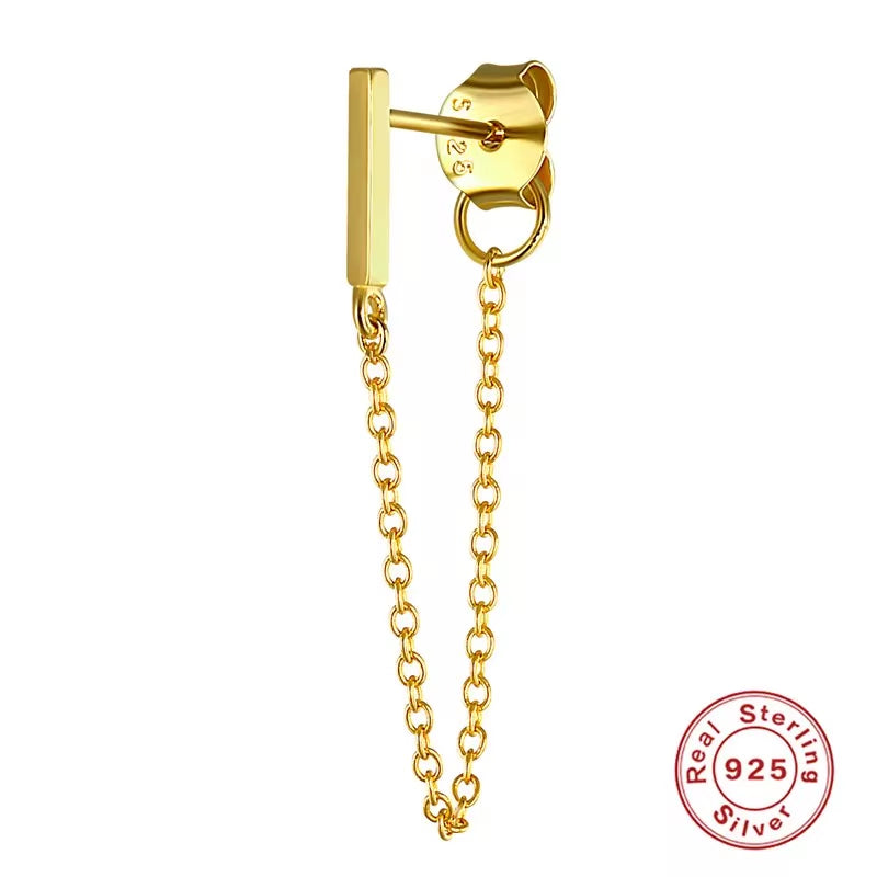 Korean Fashion Jewelry 925 Sterling Silver Long Tassel Earrings Set Snake Sun Flower Star Shape Gold Chain Stud Earrings Women