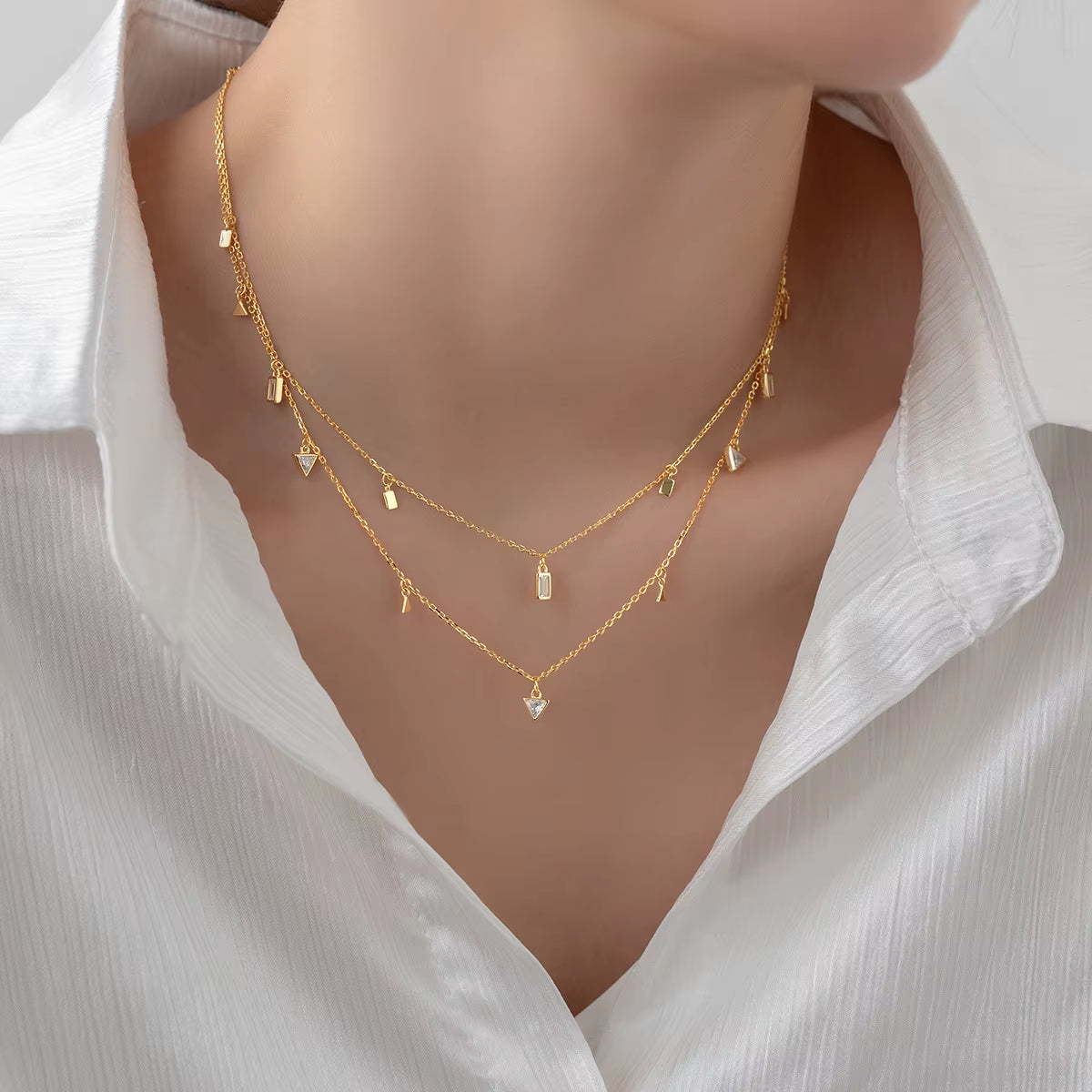 Geometric Charm Necklace (Gold Plated)