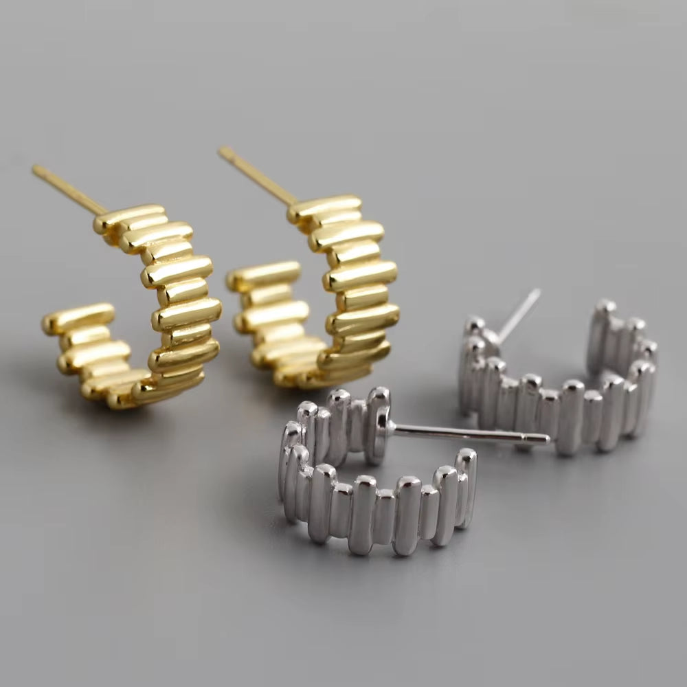 Irregular Line 18K Gold Plated Sterling Silver Stud Earrings