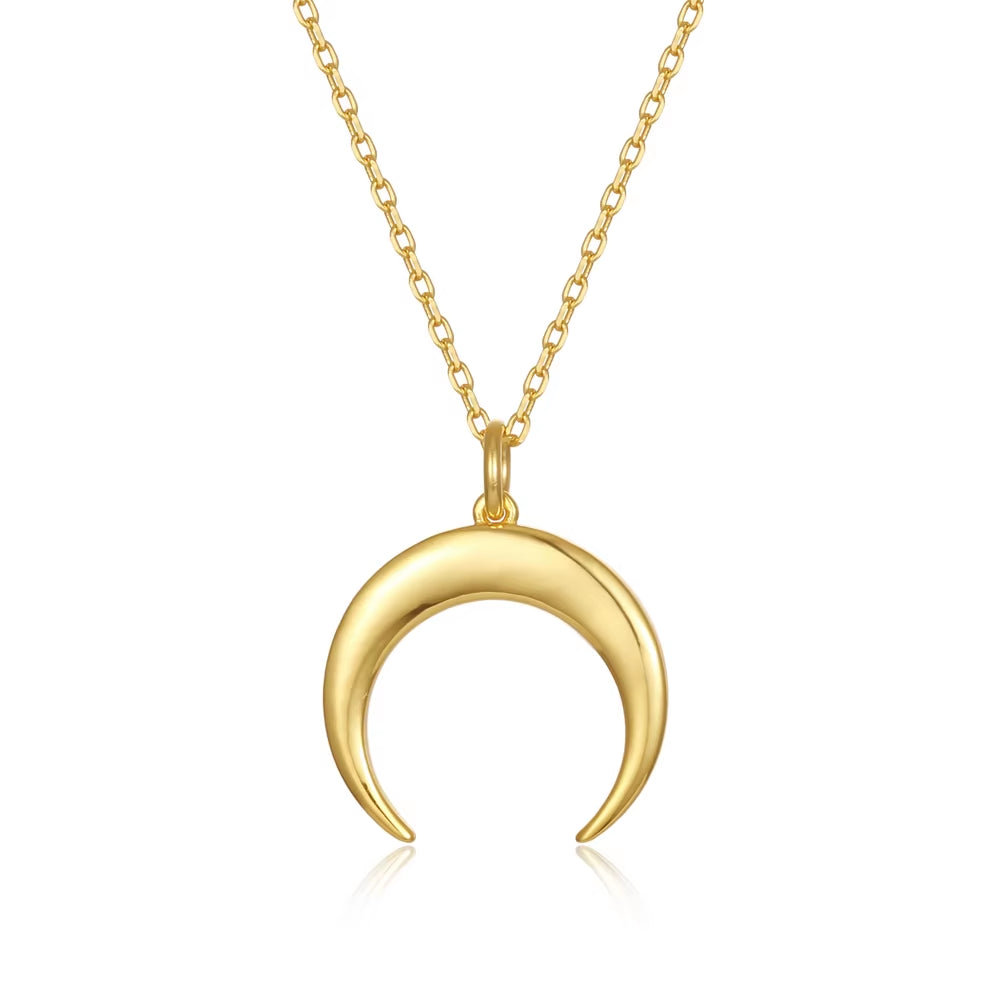Wholesale 925 Silver Necklace for Women 925 Sterling Silver Moon Pendant Necklace 18K Gold Plated Collarbone Chain Necklace