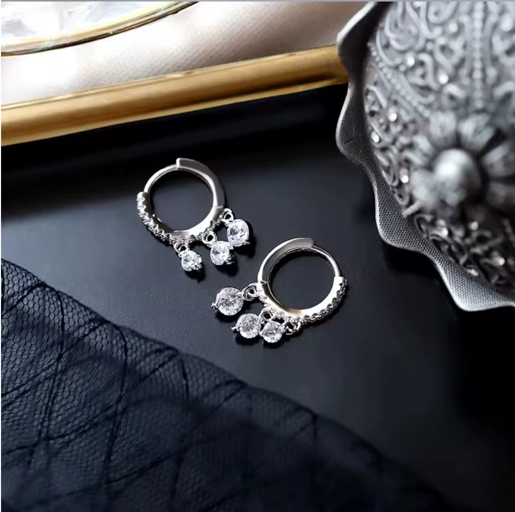 2024 Fine Jewelry Women 925 Sterling Silver Charms Earrings Fashion CZ Diamond Dangle Drop Hoop Earrings Wholesale