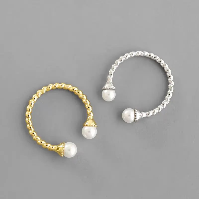 Gold Plated Sterling Silver Pearl Bridal Engagement Ring