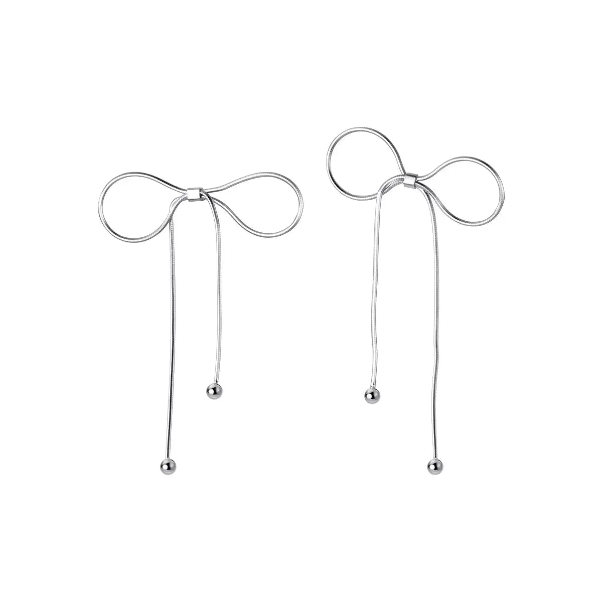Sterling Silver Tassel Bowknot Earrings