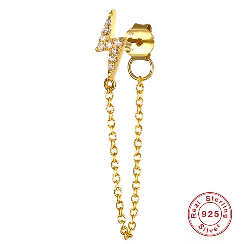 Korean Fashion Jewelry 925 Sterling Silver Long Tassel Earrings Set Snake Sun Flower Star Shape Gold Chain Stud Earrings Women