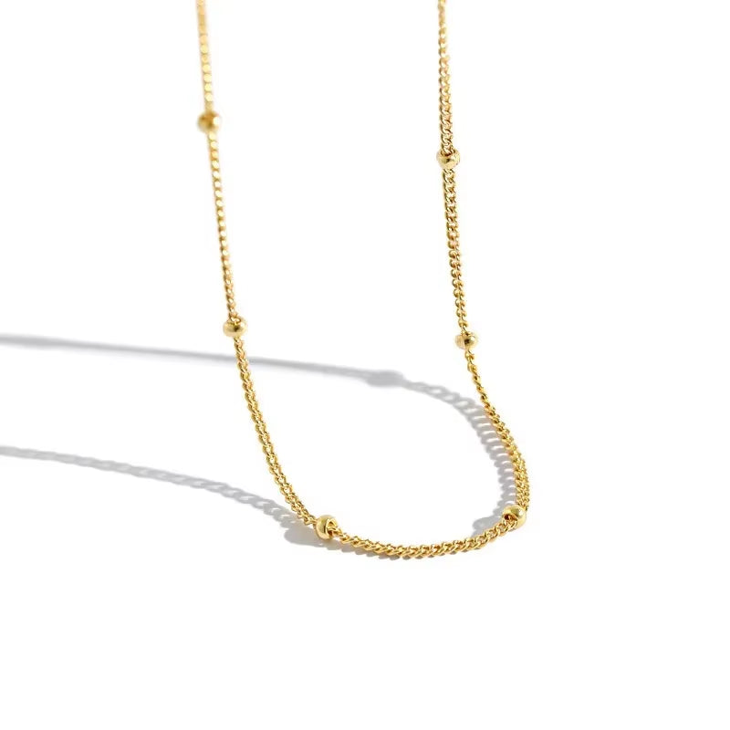 Wholesale 925 Silver Necklace Men and Women 925 Sterling Silver Basic Chain Necklace 18K Gold Plated Versatile Chain Necklaces