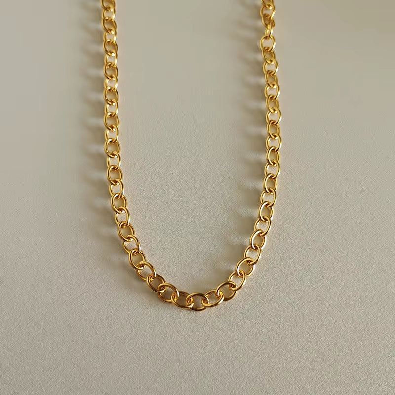 Wholesale 925 Silver Necklace Men and Women 925 Sterling Silver Basic Chain Necklace 18K Gold Plated Versatile Chain Necklaces