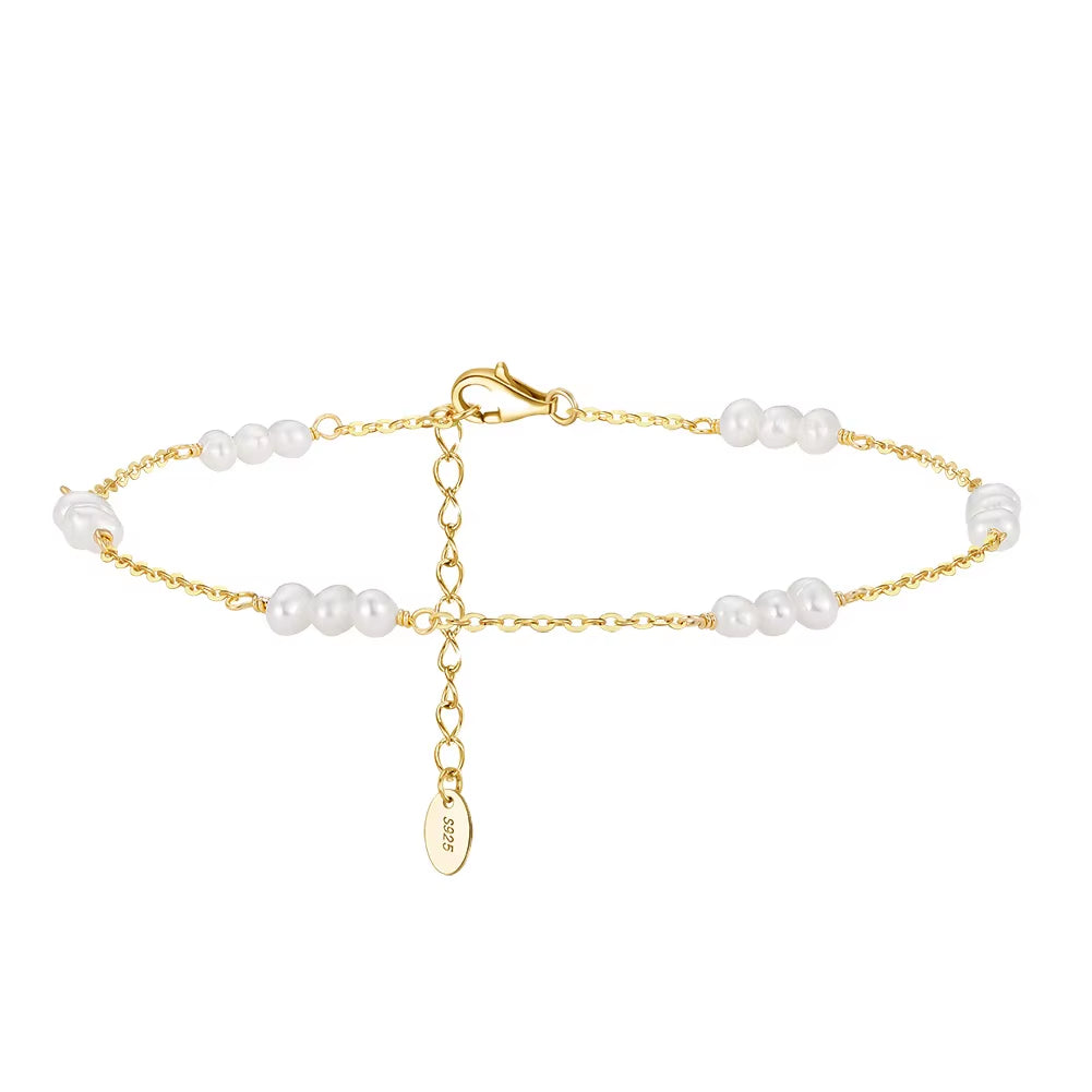 European and American 925 Sterling Silver Summer Beach Anklets for Women Gold Plated Jewelry