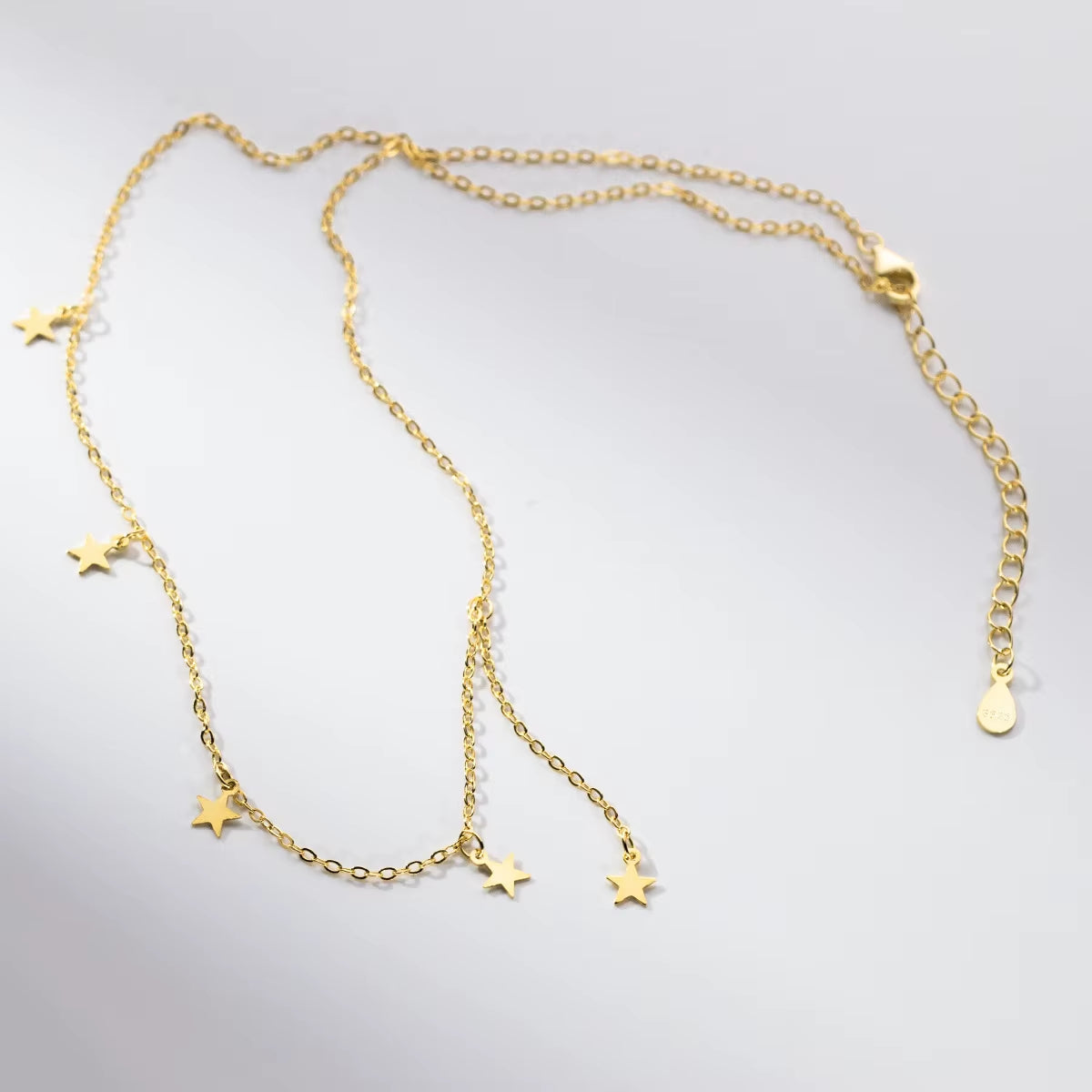 Fashion Jewelry 925 Silver Necklace Women 925 Sterling Silver Star Drop Gold Plated Chain Necklaces Jewelry Dropshipping