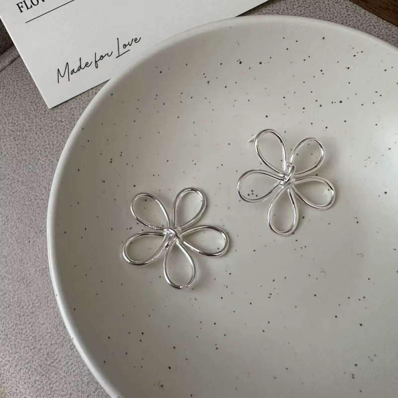 High Quality Wholesale Fashion Jewelry 925 Sterling Silver Big Flower Gold Plated Stud Earring Jewelry for Women