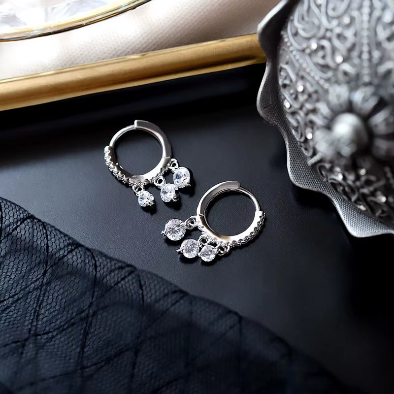 2024 Fine Jewelry Women 925 Sterling Silver Charms Earrings Fashion CZ Diamond Dangle Drop Hoop Earrings Wholesale
