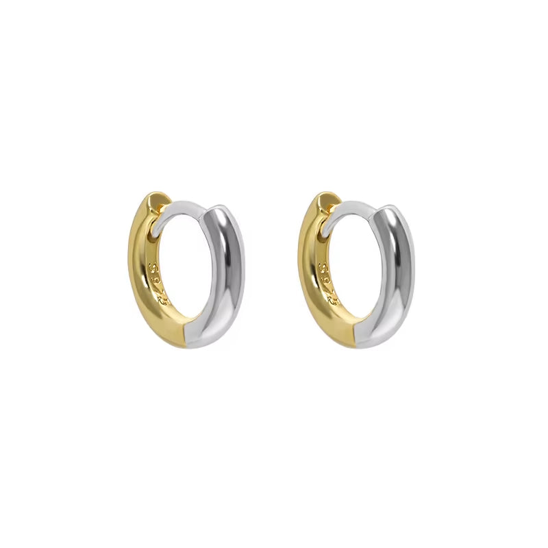 Wholesale Silver Earring Jewelry Women 925 Sterling Silver Huggie Hoop Earrings Double Color Sterling Silver Earring Women