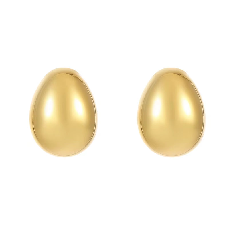 Wholesale Fashion Jewelry 925 Sterling Silver Minimalist Earrings Simple Oval round Golden Bean Gold Plated Stud Earrings Women