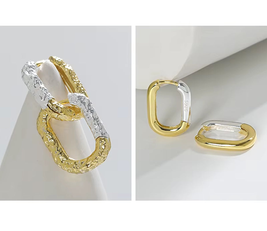 Wholesale Silver Earring Jewelry Women 925 Sterling Silver Huggie Hoop Earrings Double Color Sterling Silver Earring Women