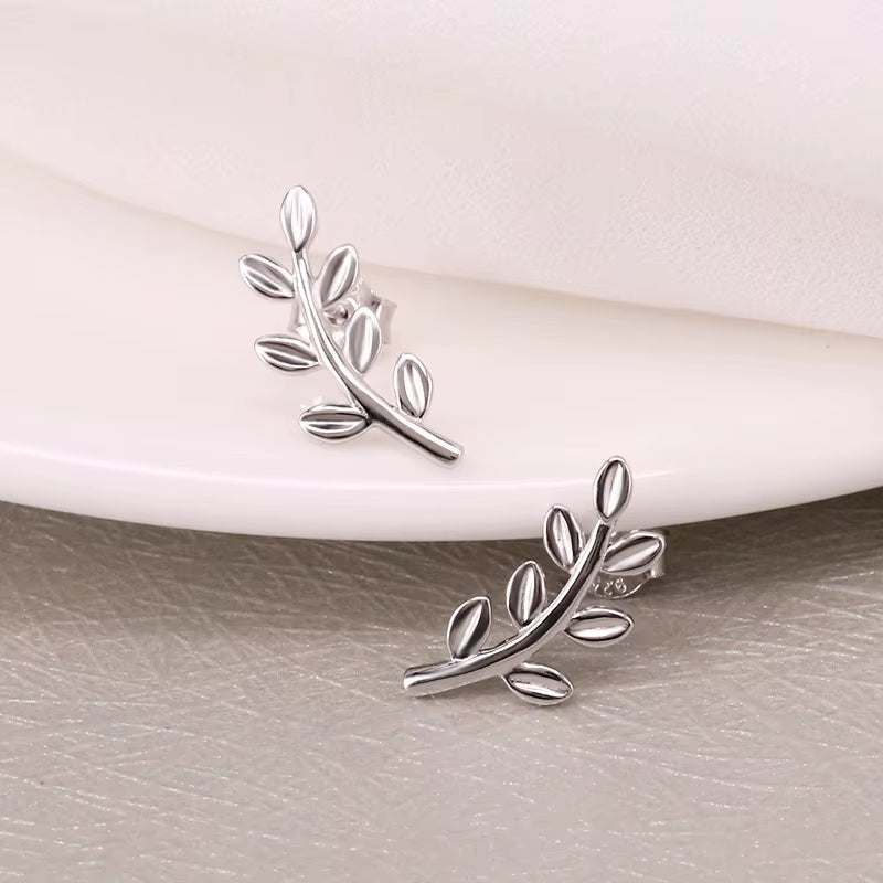 2024 NEW Fashion Jewelry 925 Sterling Silver Elegant Earrings Eet Tree Leaf Shape Earrings Bohemian Earrings Trendy for Women