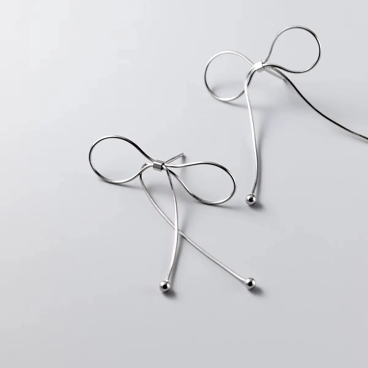 Sterling Silver Tassel Bowknot Earrings