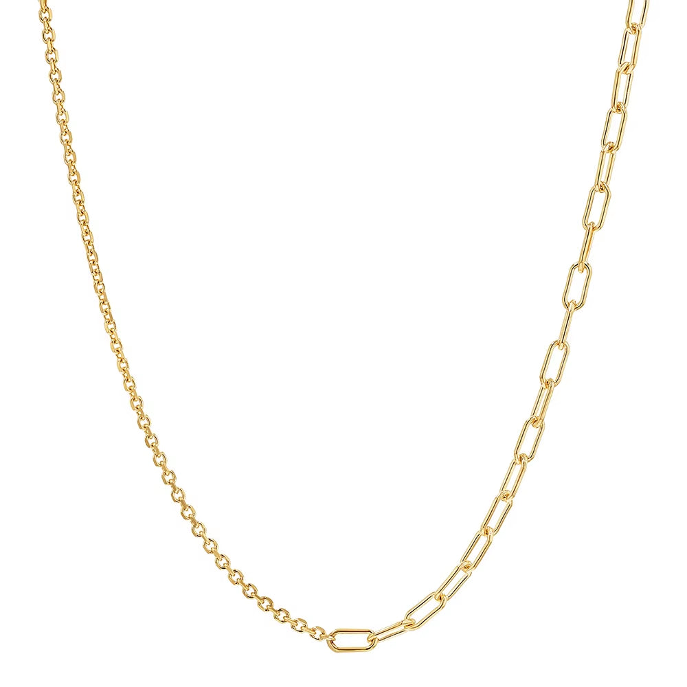Wholesale 925 Silver Necklace Men and Women 925 Sterling Silver Basic Chain Necklace 18K Gold Plated Versatile Chain Necklaces