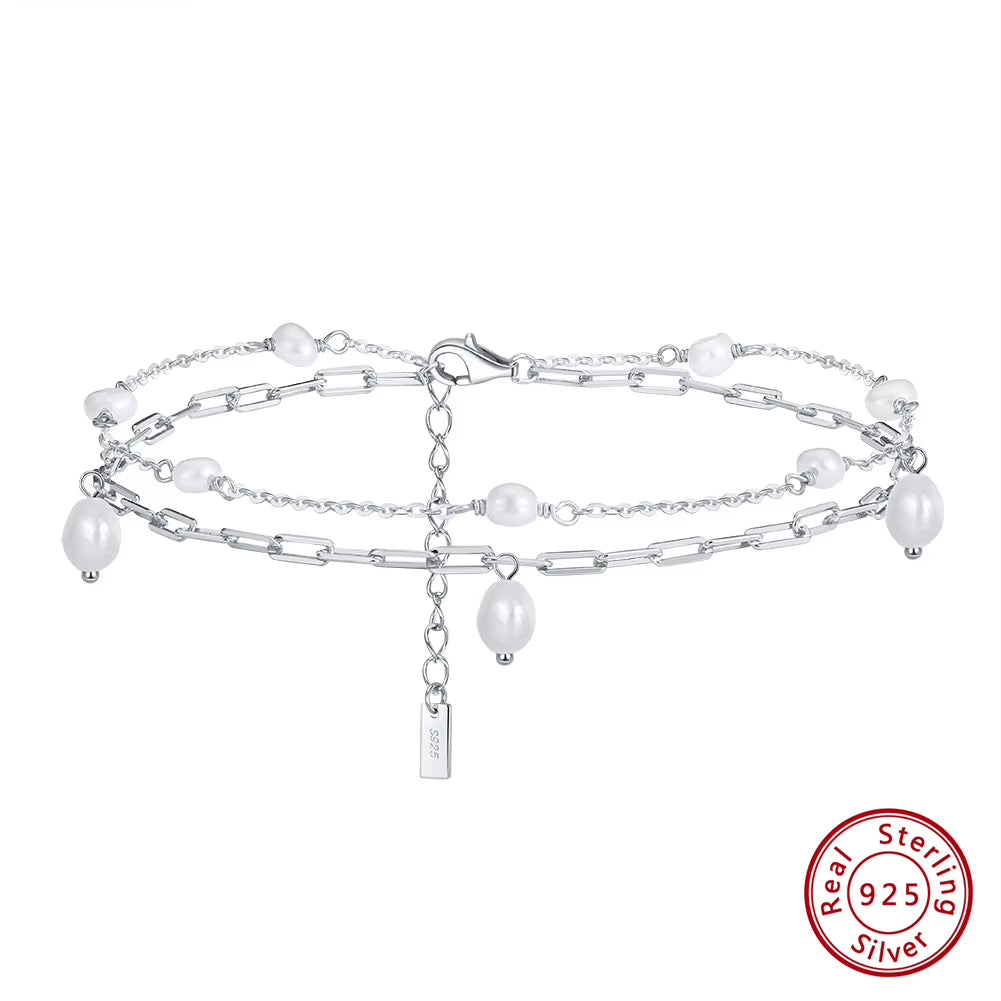 European and American 925 Sterling Silver Summer Beach Anklets for Women Gold Plated Jewelry