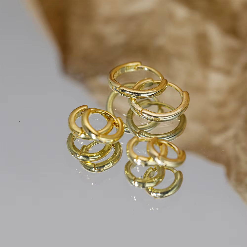Dropshipping 925 Sterling Silver Simple Plain round Classic Ins Style Geometric Minimalist All-Match Hoop Earrings for Women