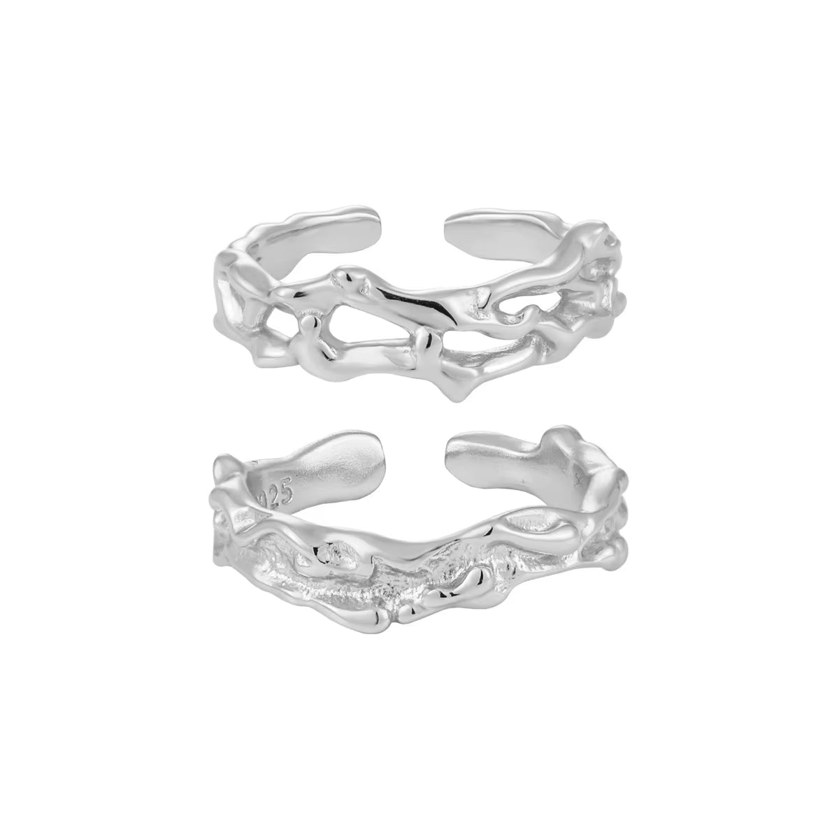 New Fashion 925 Silver Rings Jewelry Women 18K Gold Plated 925 Sterling Silver Luxury Lava Texture Adjustable Rings for Women