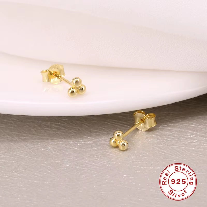 2024 NEW 925 Sterling Silver Minimalist Plain Cute Ball Bead Stud Earrings Jewelry for Women