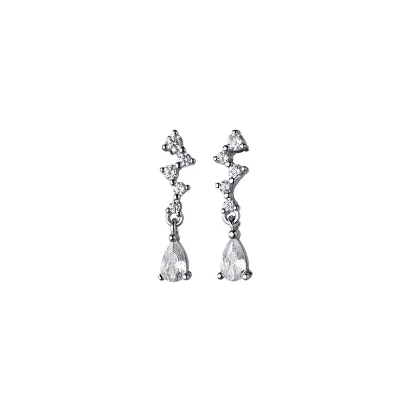 Fashion 925 Sterling Silver Irregular CZ Zircon Stud Earring Jewelry Water Droplet Shape Gold Plated Stud Earrings for Women