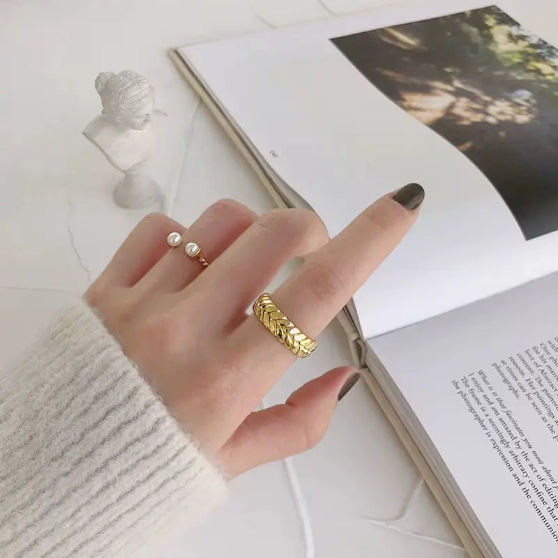 Gold Plated Sterling Silver Pearl Bridal Engagement Ring