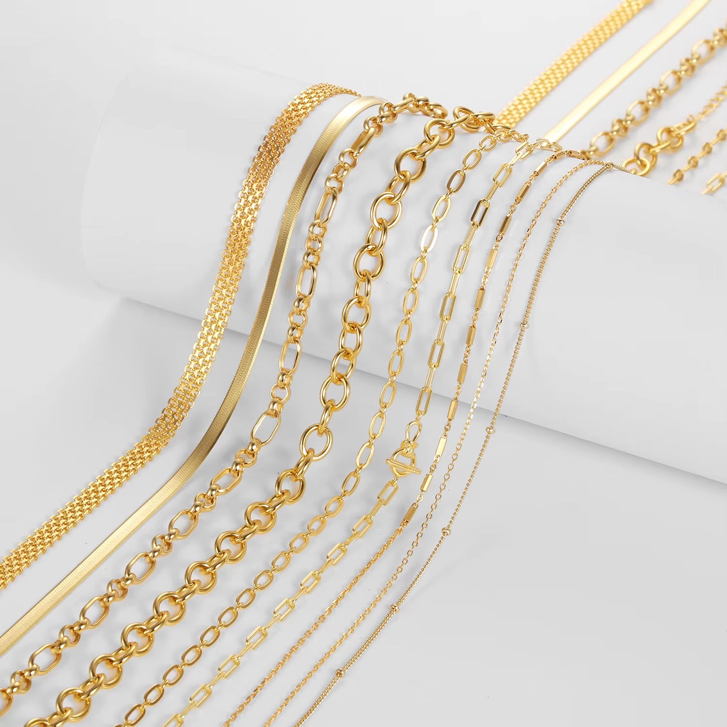 Wholesale 925 Silver Necklace Men and Women 925 Sterling Silver Basic Chain Necklace 18K Gold Plated Versatile Chain Necklaces