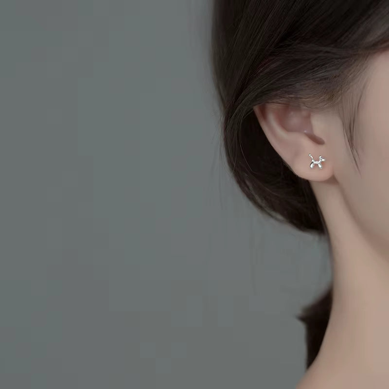 Fashion Jewelry Earring 925 Sterling Silver Small Earrings Animal Dog Doggy Doggie Puppy Gold Plated Stud Earrings Women