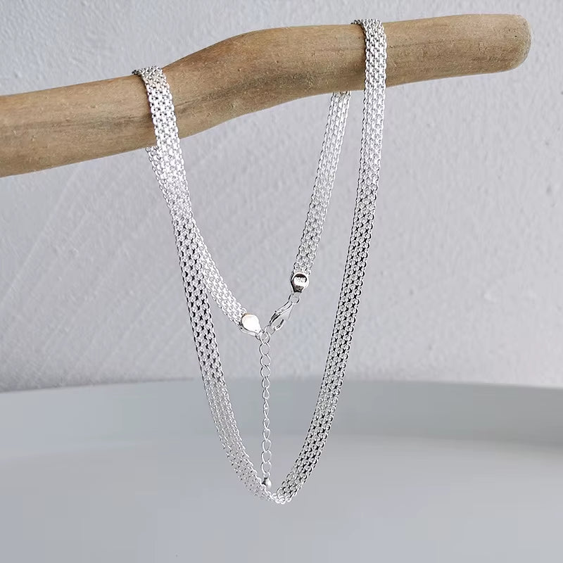 Wholesale 925 Silver Necklace Men and Women 925 Sterling Silver Basic Chain Necklace 18K Gold Plated Versatile Chain Necklaces