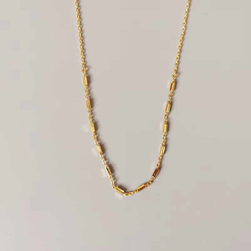 Wholesale 925 Silver Necklace Men and Women 925 Sterling Silver Basic Chain Necklace 18K Gold Plated Versatile Chain Necklaces