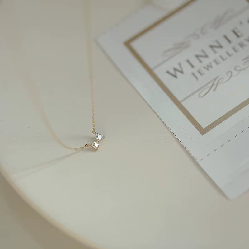 Fashion Minimalist Jewelry 925 Sterling Silver Simple Bow Knot Zircon Gold Plated Necklaces for Women