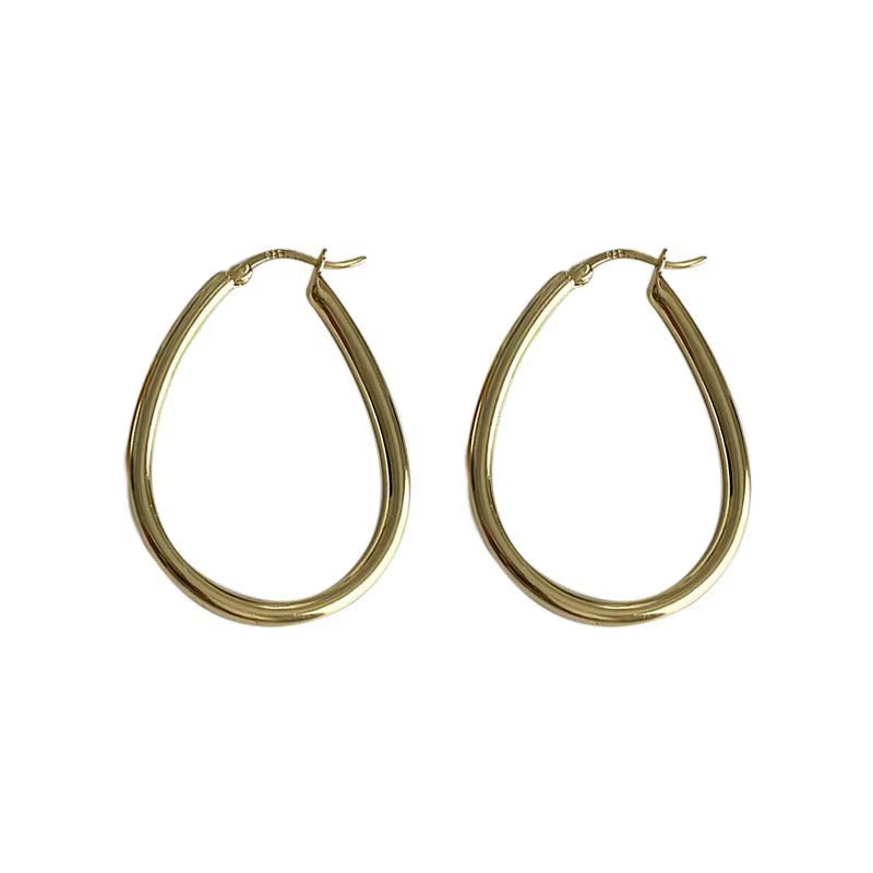 INS Fashion Jewelry 925 Silver Earring Women 18K Gold Plated Real Sterling Silver Water Drop Hollow Hoop Huggie Earring Women