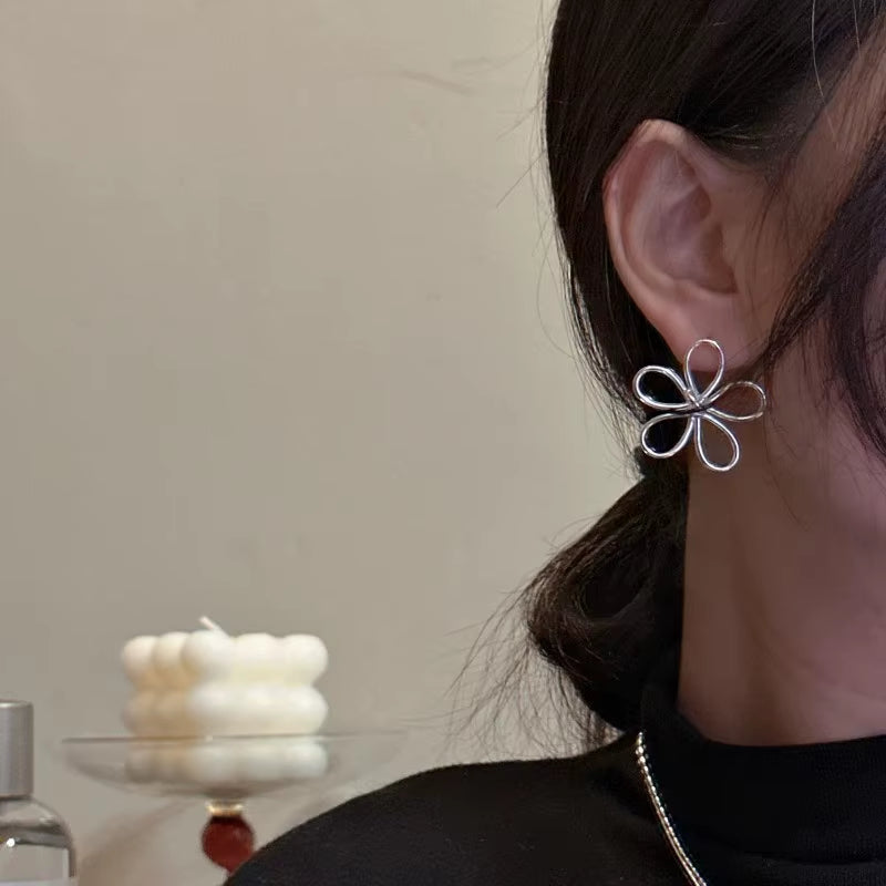 High Quality Wholesale Fashion Jewelry 925 Sterling Silver Big Flower Gold Plated Stud Earring Jewelry for Women