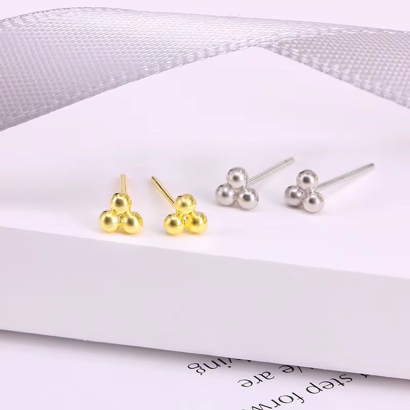 2024 NEW 925 Sterling Silver Minimalist Plain Cute Ball Bead Stud Earrings Jewelry for Women