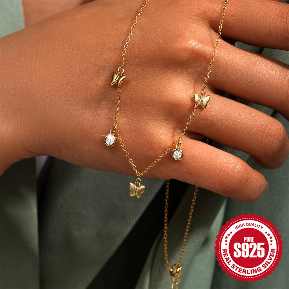 Butterfly Clavicle Necklace (Gold Plated)