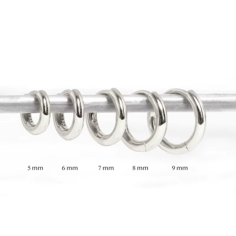 Dropshipping 925 Sterling Silver Simple Plain round Classic Ins Style Geometric Minimalist All-Match Hoop Earrings for Women