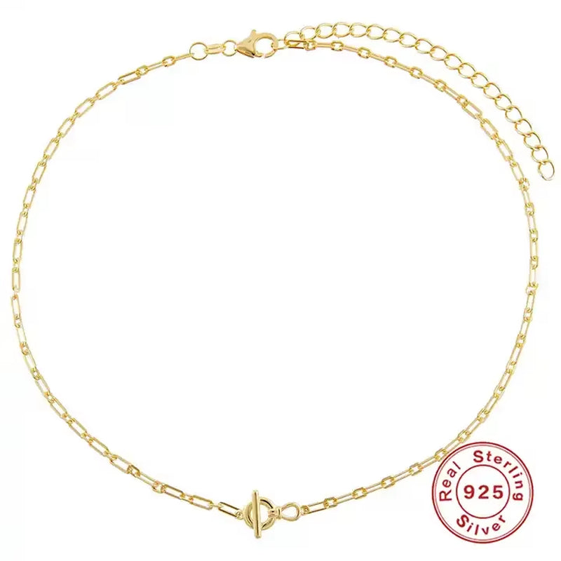 Wholesale 925 Silver Necklace Men and Women 925 Sterling Silver Basic Chain Necklace 18K Gold Plated Versatile Chain Necklaces