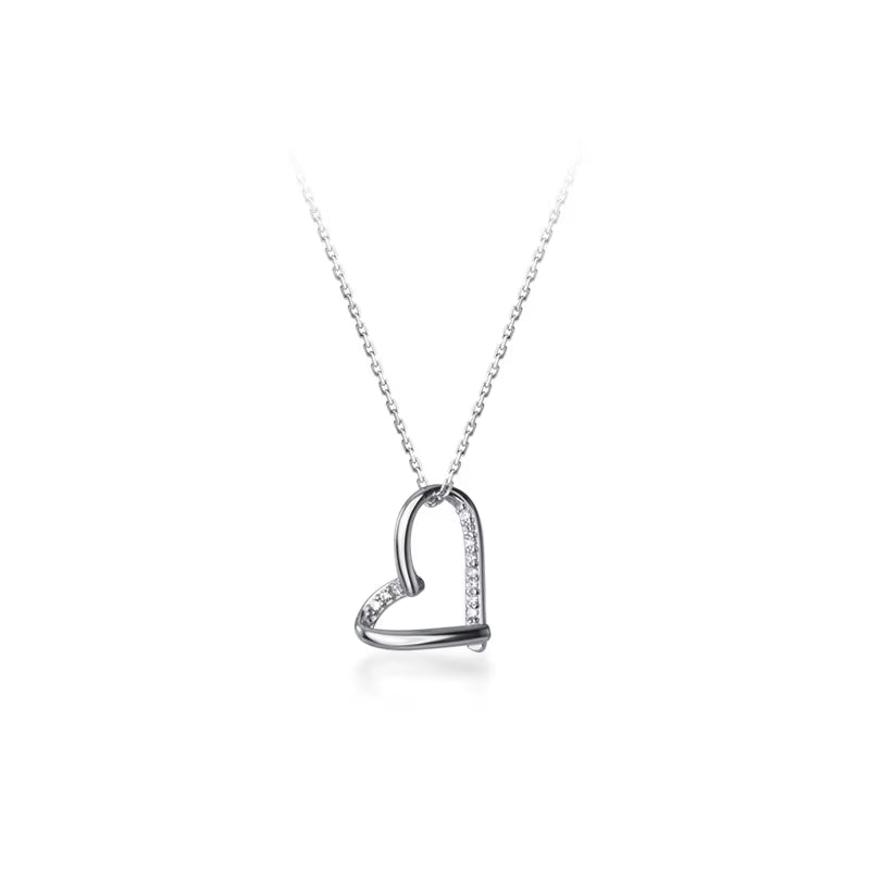 Wholesale 925 Silver Necklace Jewelry Women Sterling Silver Heart Pendant Necklace 18K Gold Plated Chain Necklace Women