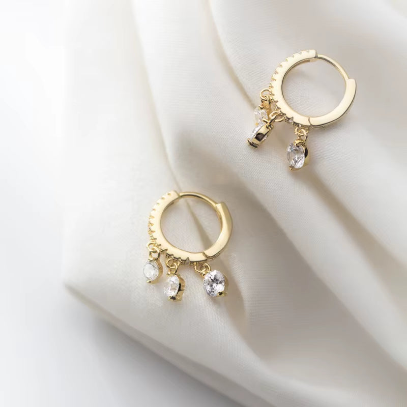 2024 Fine Jewelry Women 925 Sterling Silver Charms Earrings Fashion CZ Diamond Dangle Drop Hoop Earrings Wholesale
